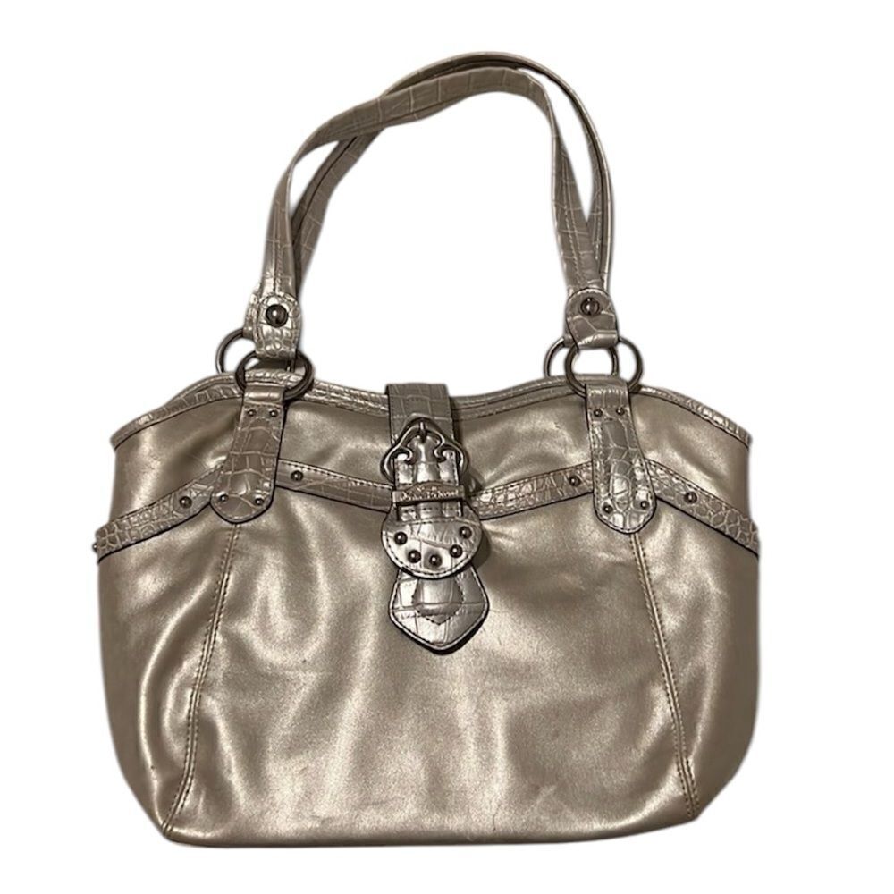 Genna de Rossi silver handbag tons of pockets animal print details GUC